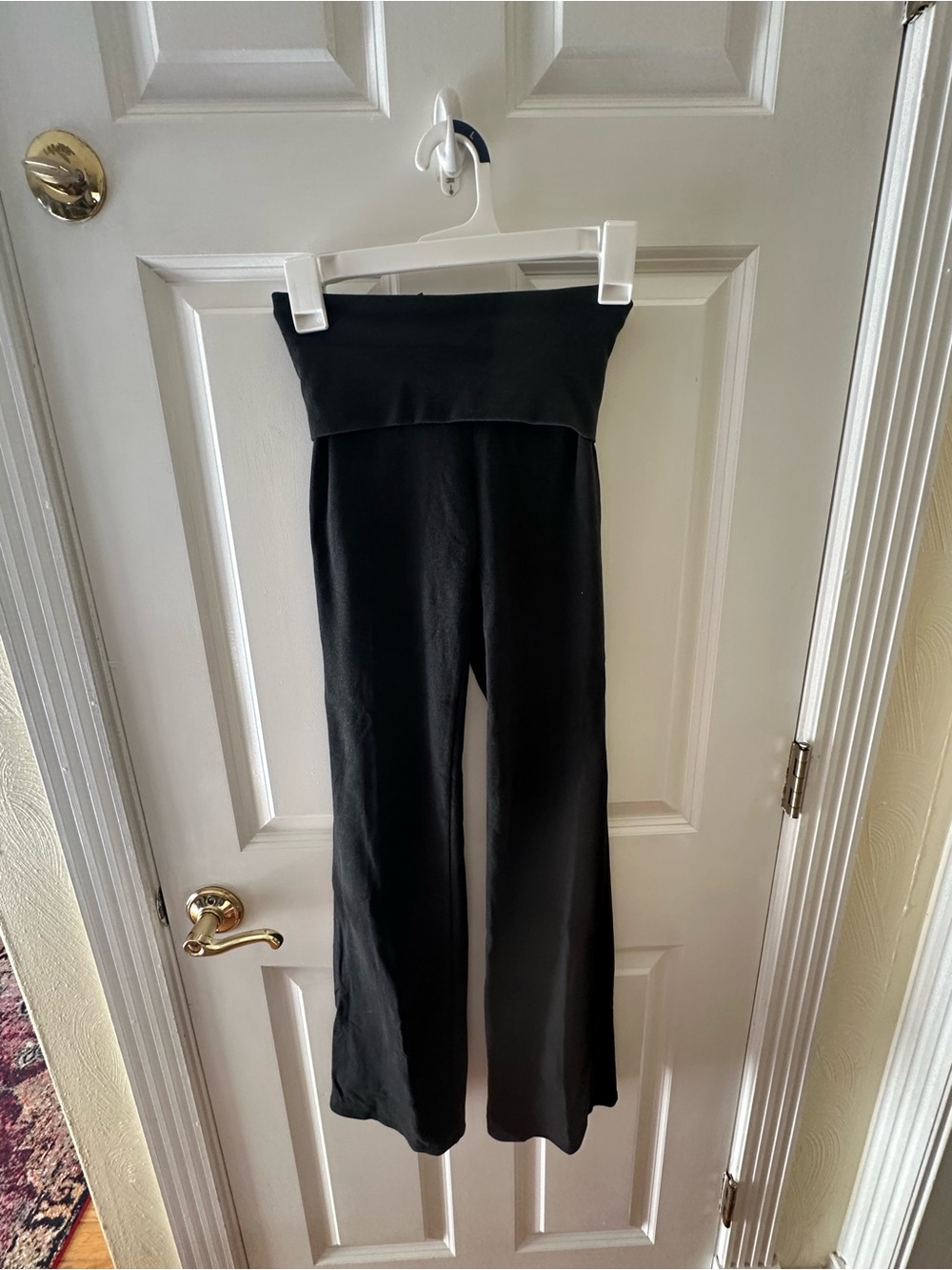 SKIMS Black Fold-Over Waist Wide-Leg Leggings